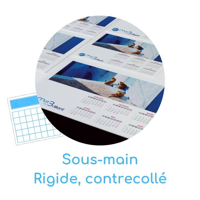 Calendrier sous main, rigide